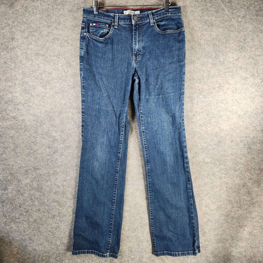 Tommy Hilfiger Hipster Bootcut Jeans 6 Womens Dark Wash‎ Stretch Denim Casual